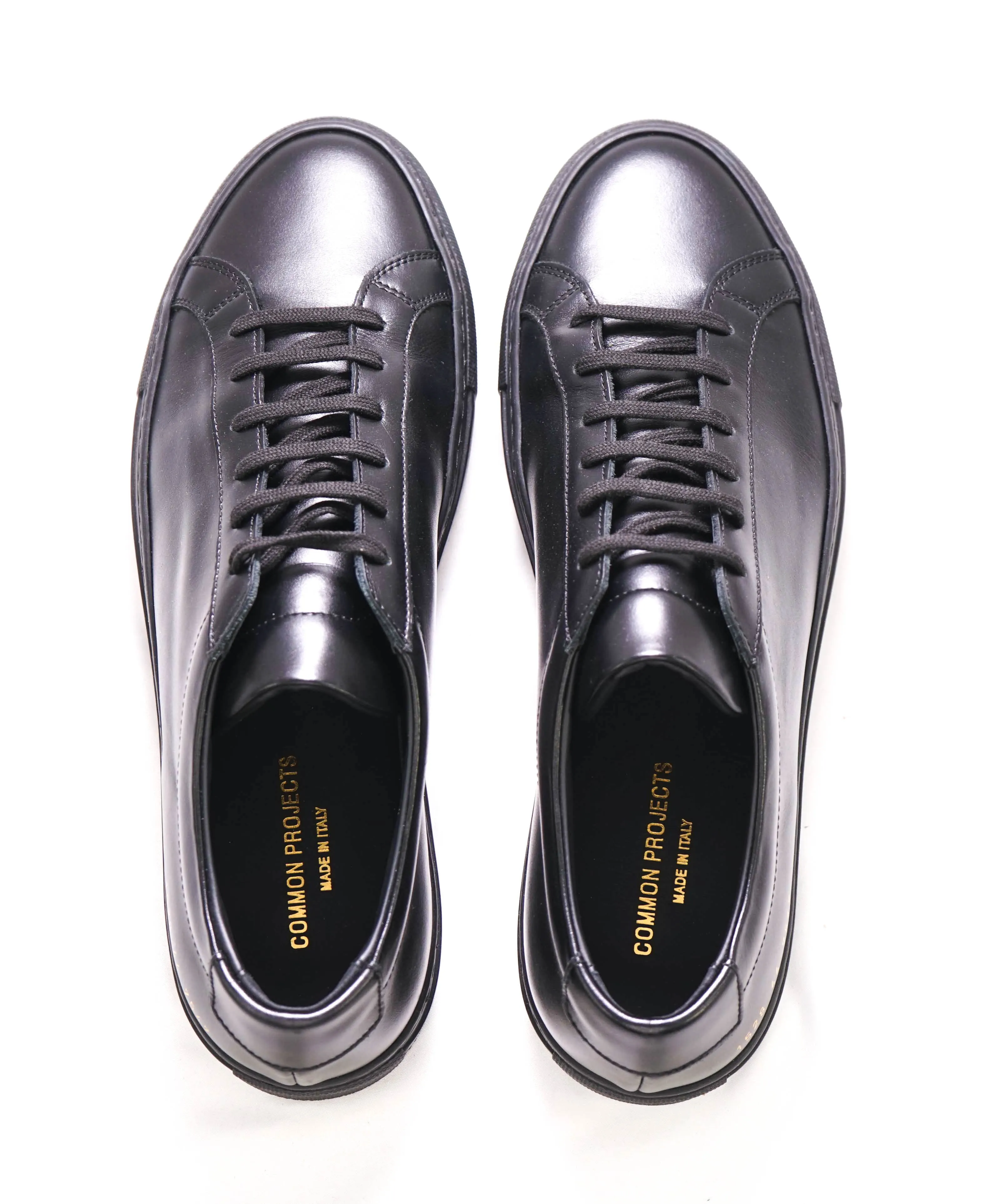 $440 COMMON PROJECTS - "Achilles" Black Leather Sneakers - 11 US (44EU)