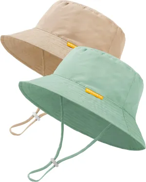 Baby Sun Hat Kids Summer UPF 50  Toddler Bucket Hat Wide Brim Adjustable Beach Hats for Boys Girls Age 0-6 Years