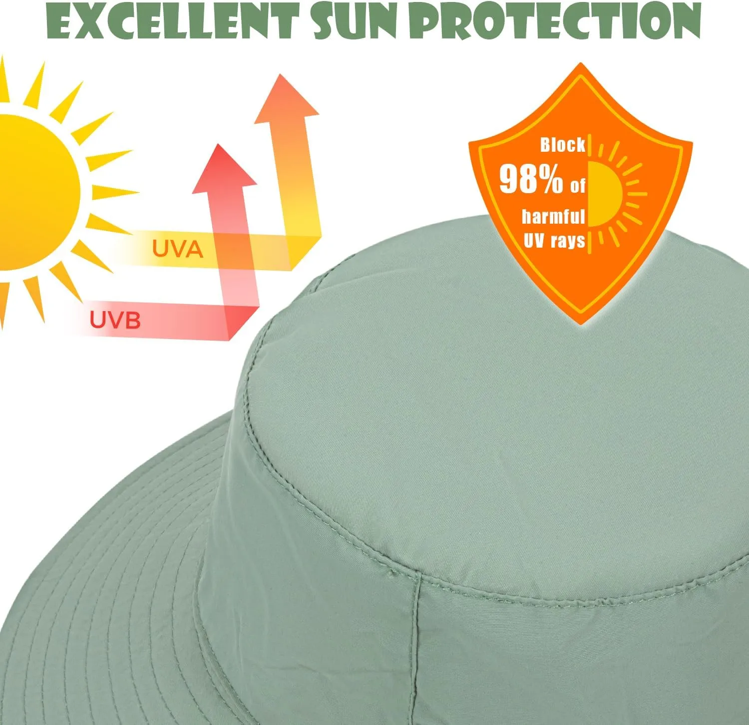 Baby Sun Hat Kids Summer UPF 50  Toddler Bucket Hat Wide Brim Adjustable Beach Hats for Boys Girls Age 0-6 Years