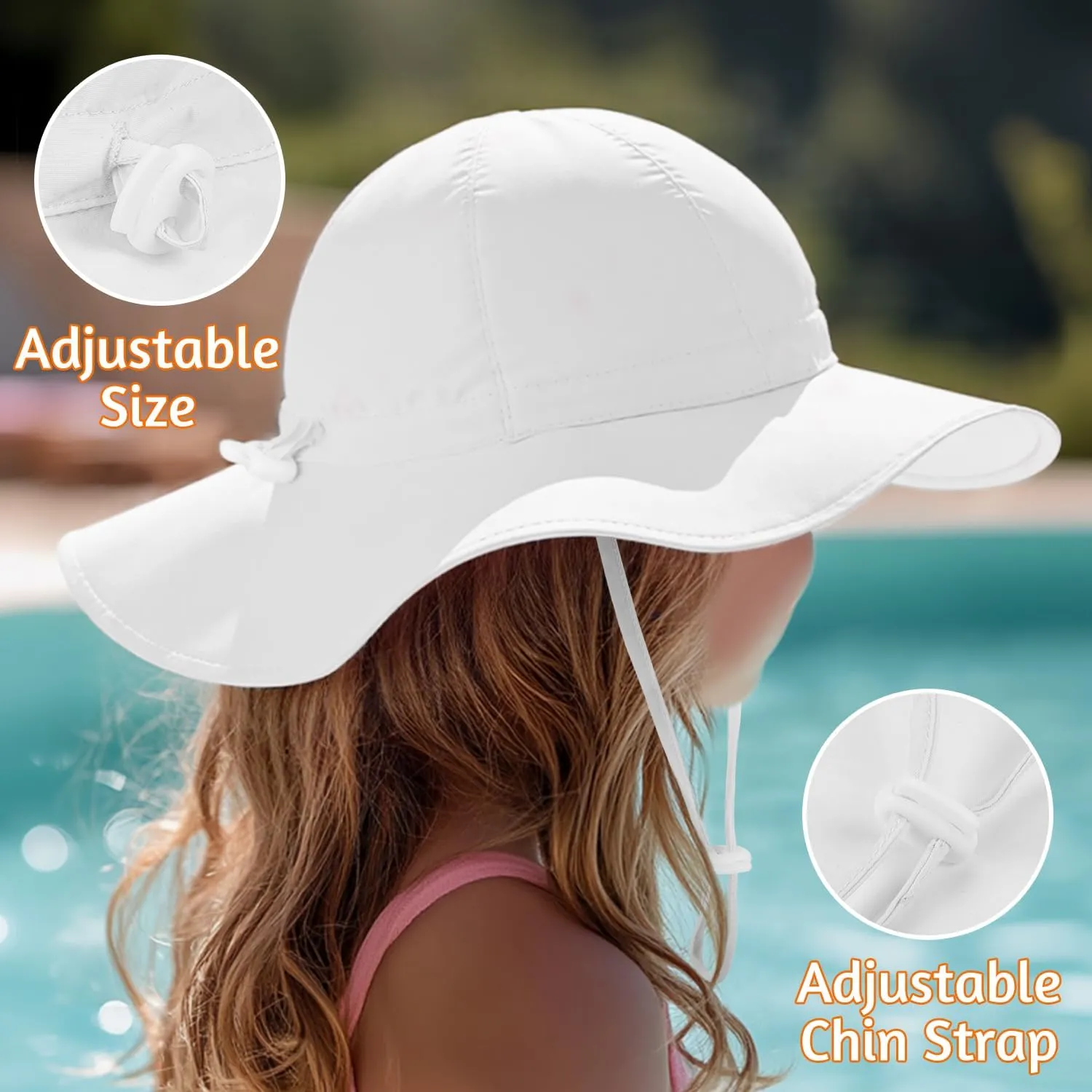 Baby Sun Hat Toddler Girl Beach Hat Adjustable Outdoor Summer Hat UPF 50  Sun Protection Wide Brim Infant Kids