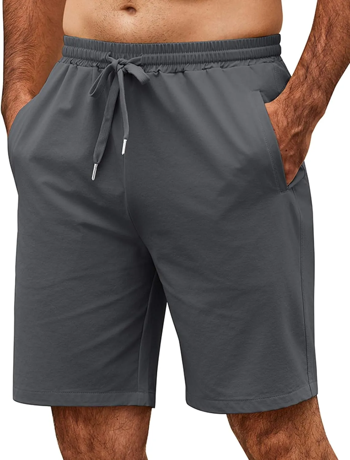 COOFANDY Men's Casual Shorts 9 inch Inseam Elastic Waist Drawstring Short Lightweight Stretch Summer Beach Shorts