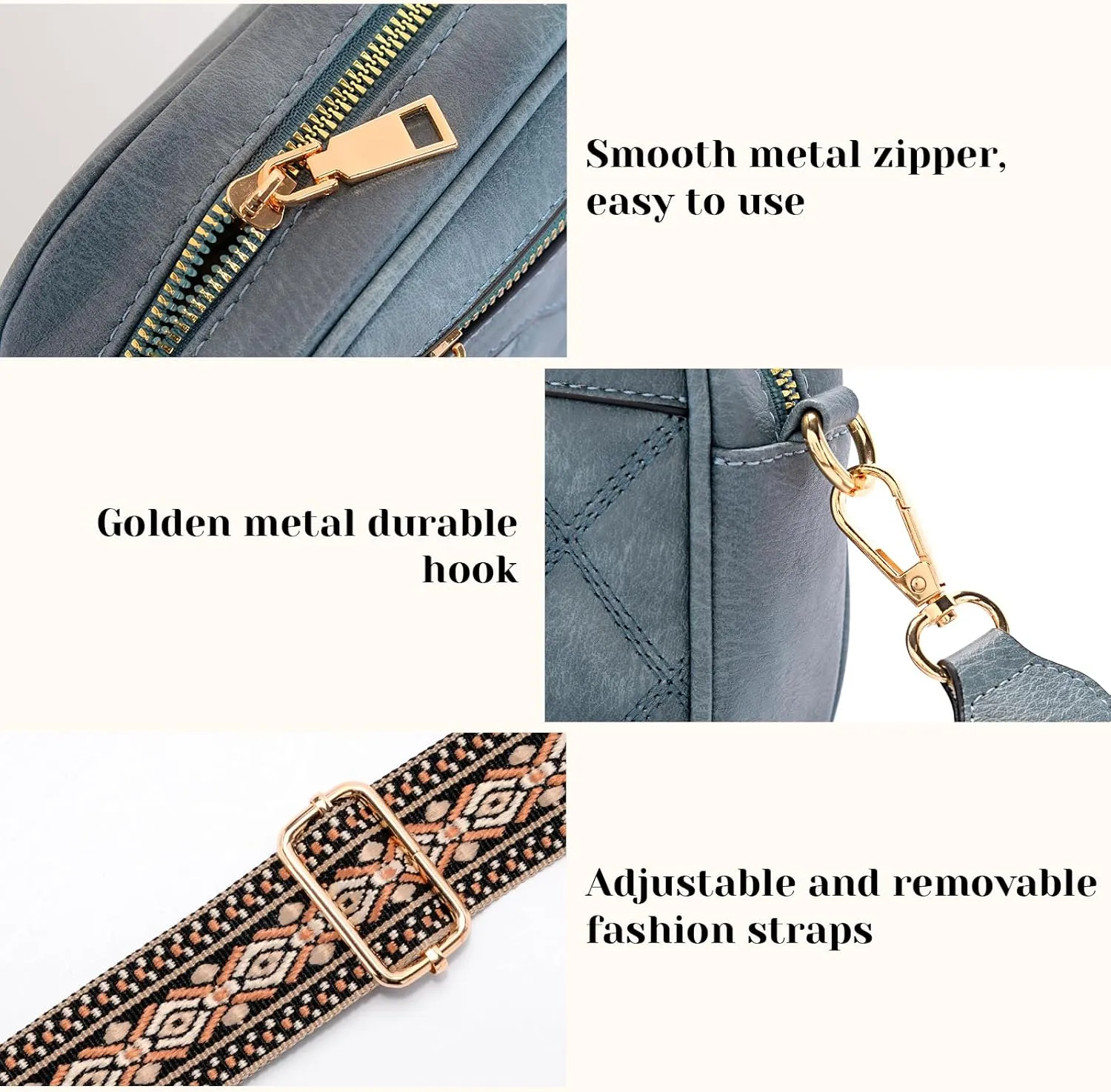 Crossbody Bags for Women, Vegan Leather Shoulder Handbags Rhombus Quilted Small Purses for Women with Wide Strap