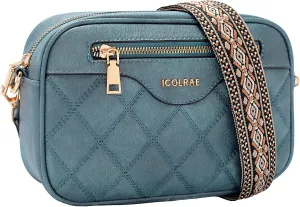 Crossbody Bags for Women, Vegan Leather Shoulder Handbags Rhombus Quilted Small Purses for Women with Wide Strap