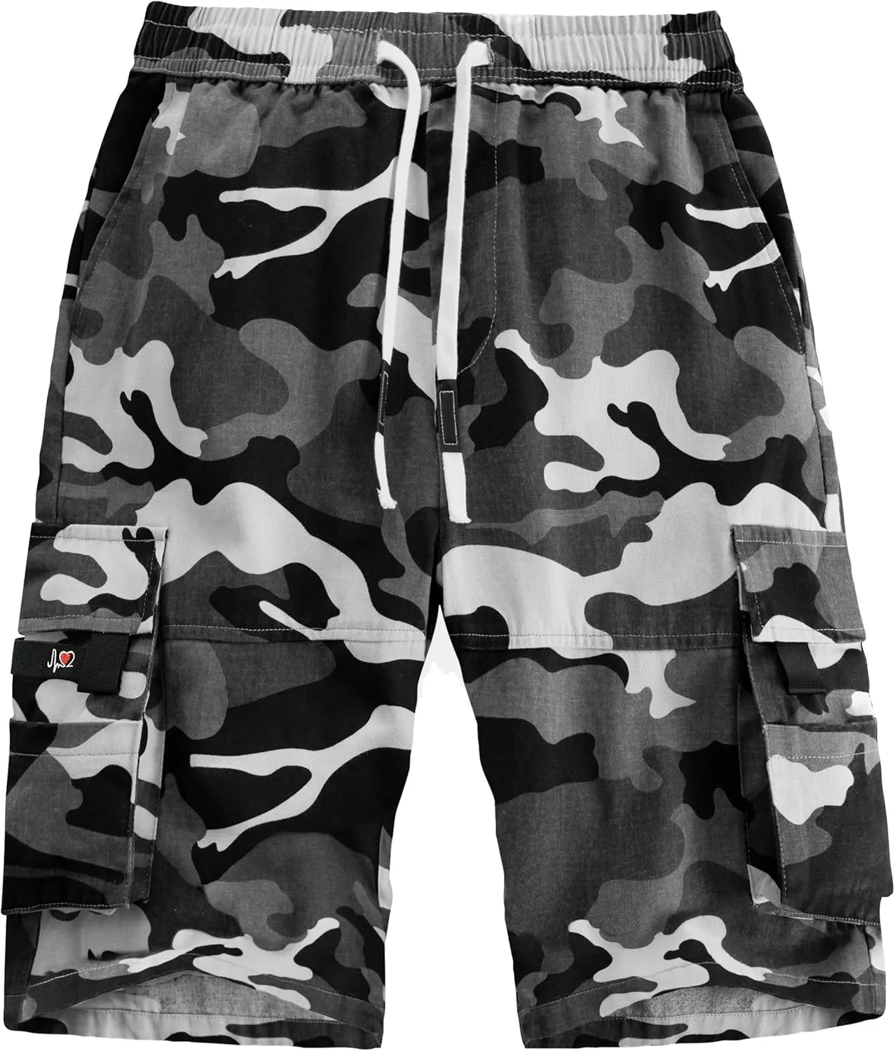 ELETOP Men's Cargo Shorts Elastic Waistband Drawstring Big and Tall Cotton Summer Casual Work Shorts