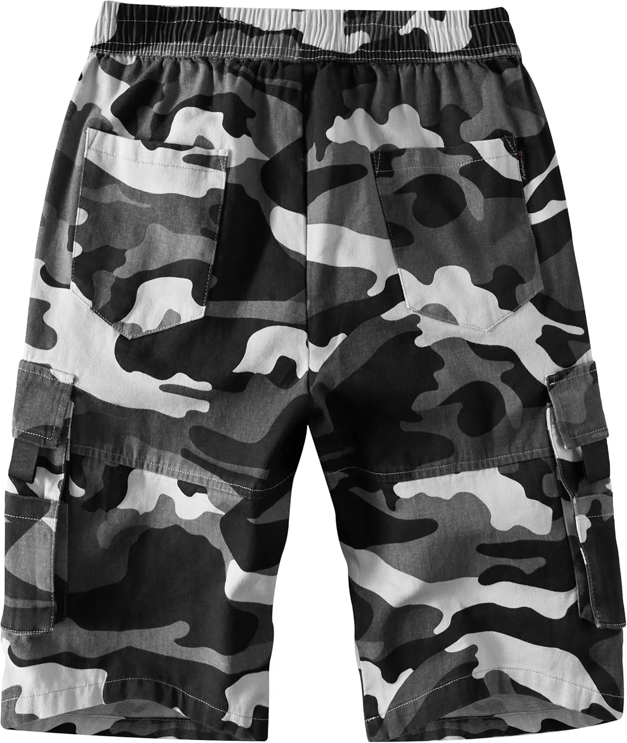 ELETOP Men's Cargo Shorts Elastic Waistband Drawstring Big and Tall Cotton Summer Casual Work Shorts