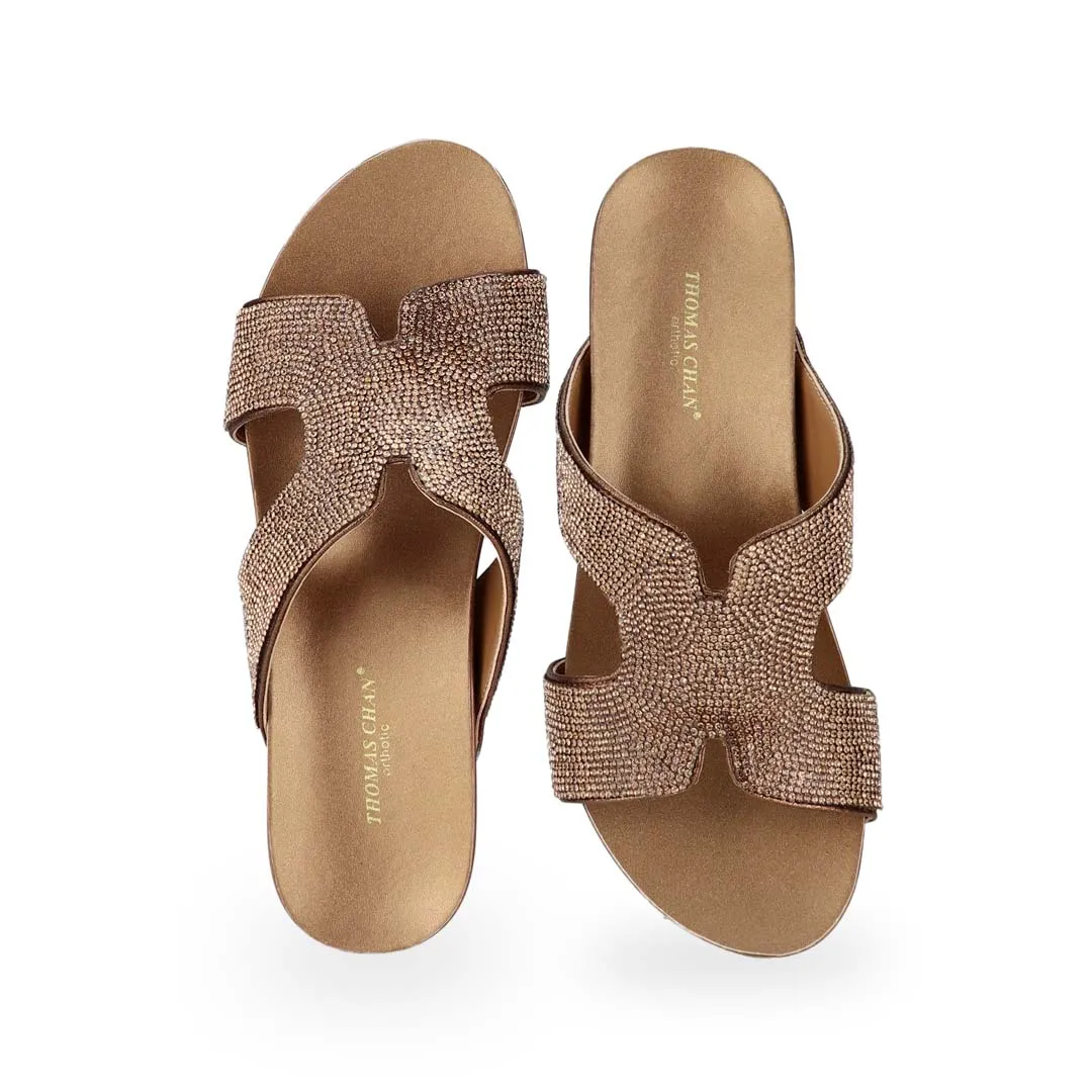 [EXTRA 20% off at cart] H-strap Glamour Stone Low Wedges