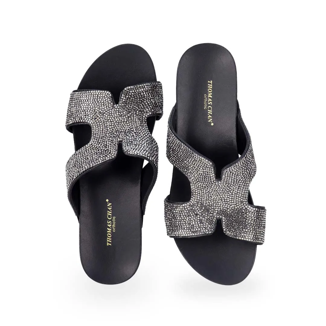 [EXTRA 20% off at cart] H-strap Glamour Stone Low Wedges