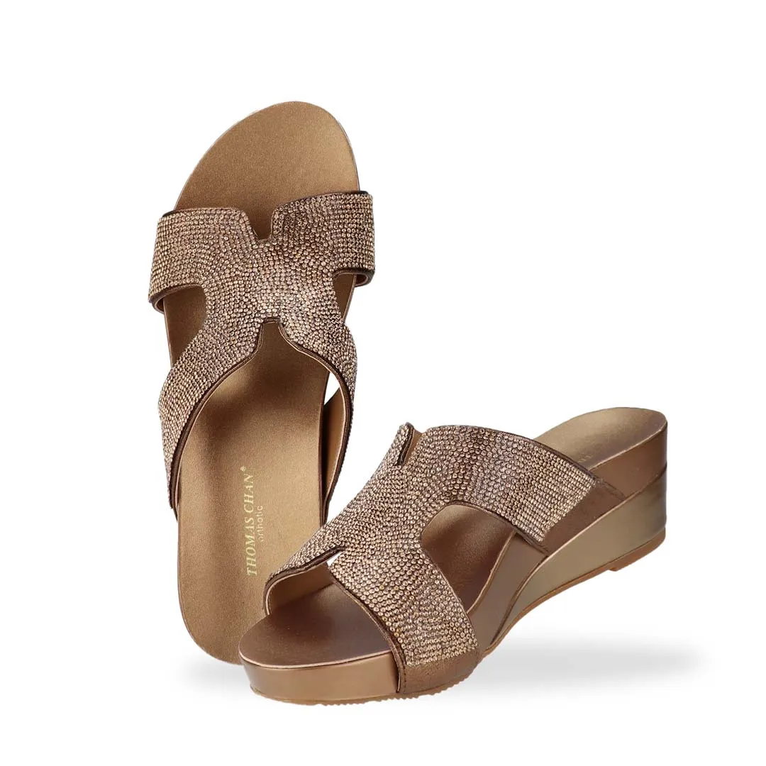 [EXTRA 20% off at cart] H-strap Glamour Stone Low Wedges