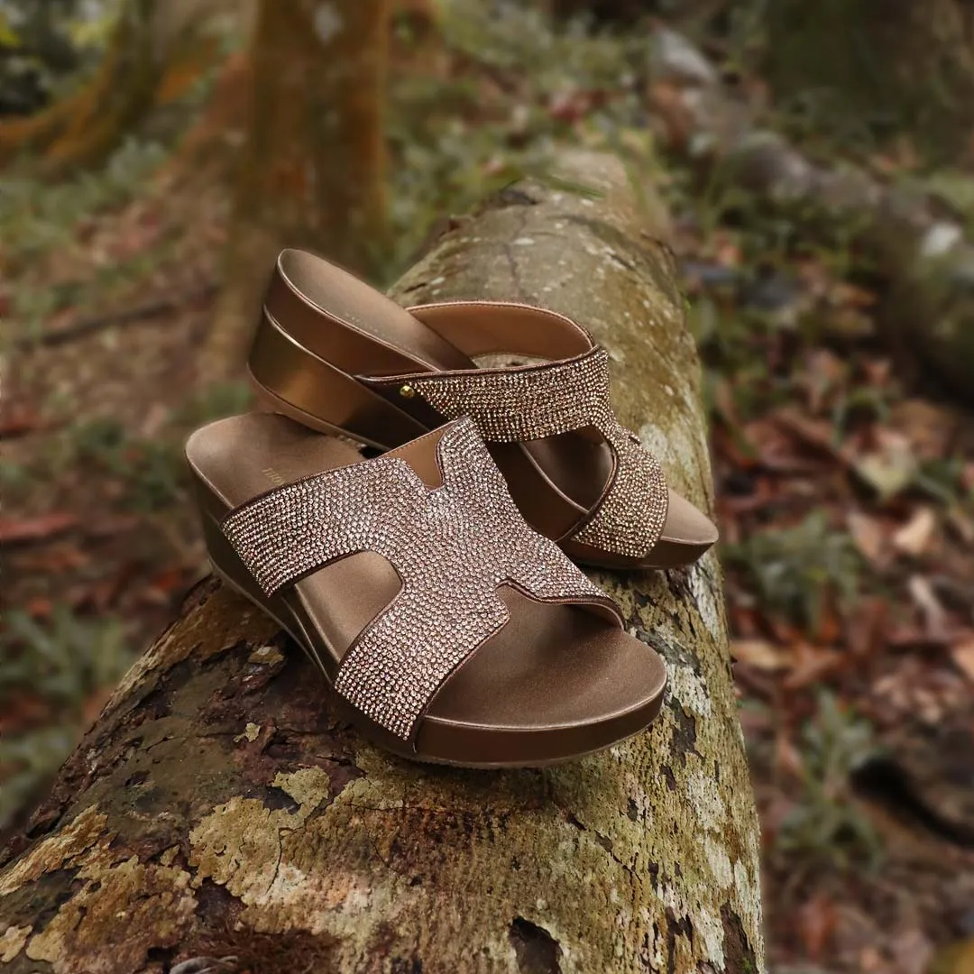 [EXTRA 20% off at cart] H-strap Glamour Stone Low Wedges