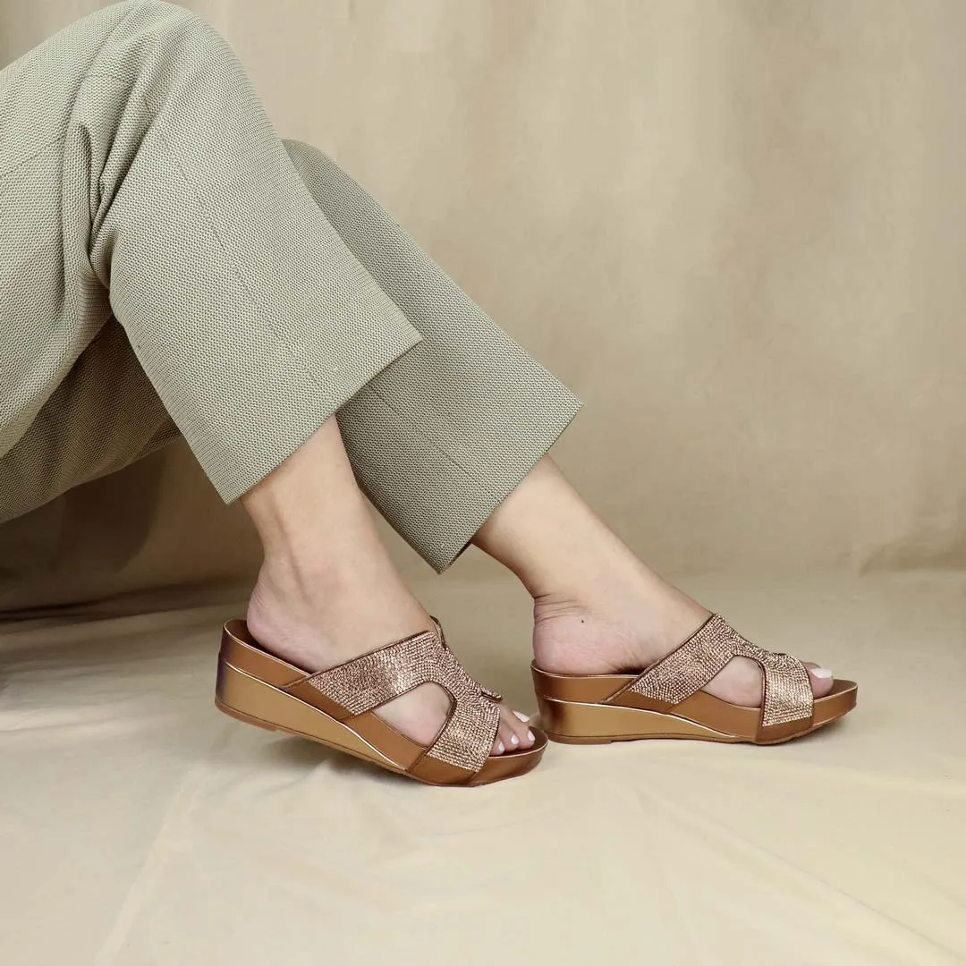[EXTRA 20% off at cart] H-strap Glamour Stone Low Wedges