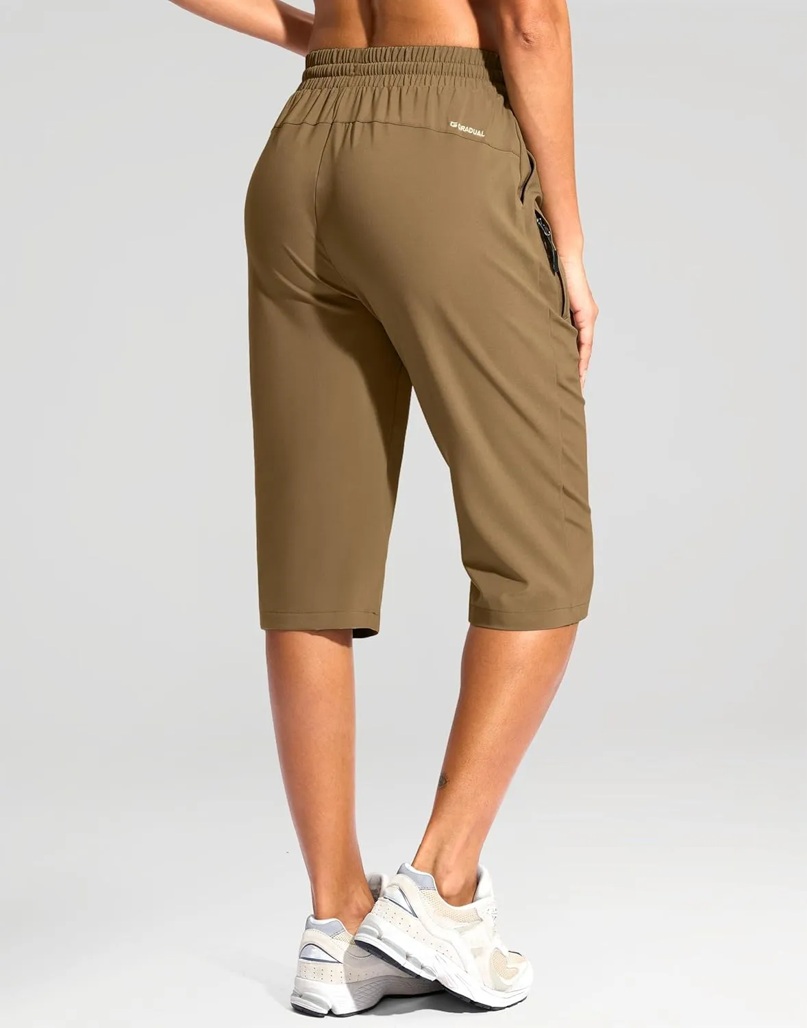 G Gradual Women's 15" Long Shorts Below The Knee Capri Lightweight Quick Dry Hiking Cargo Shorts for Women with 3 Pockets