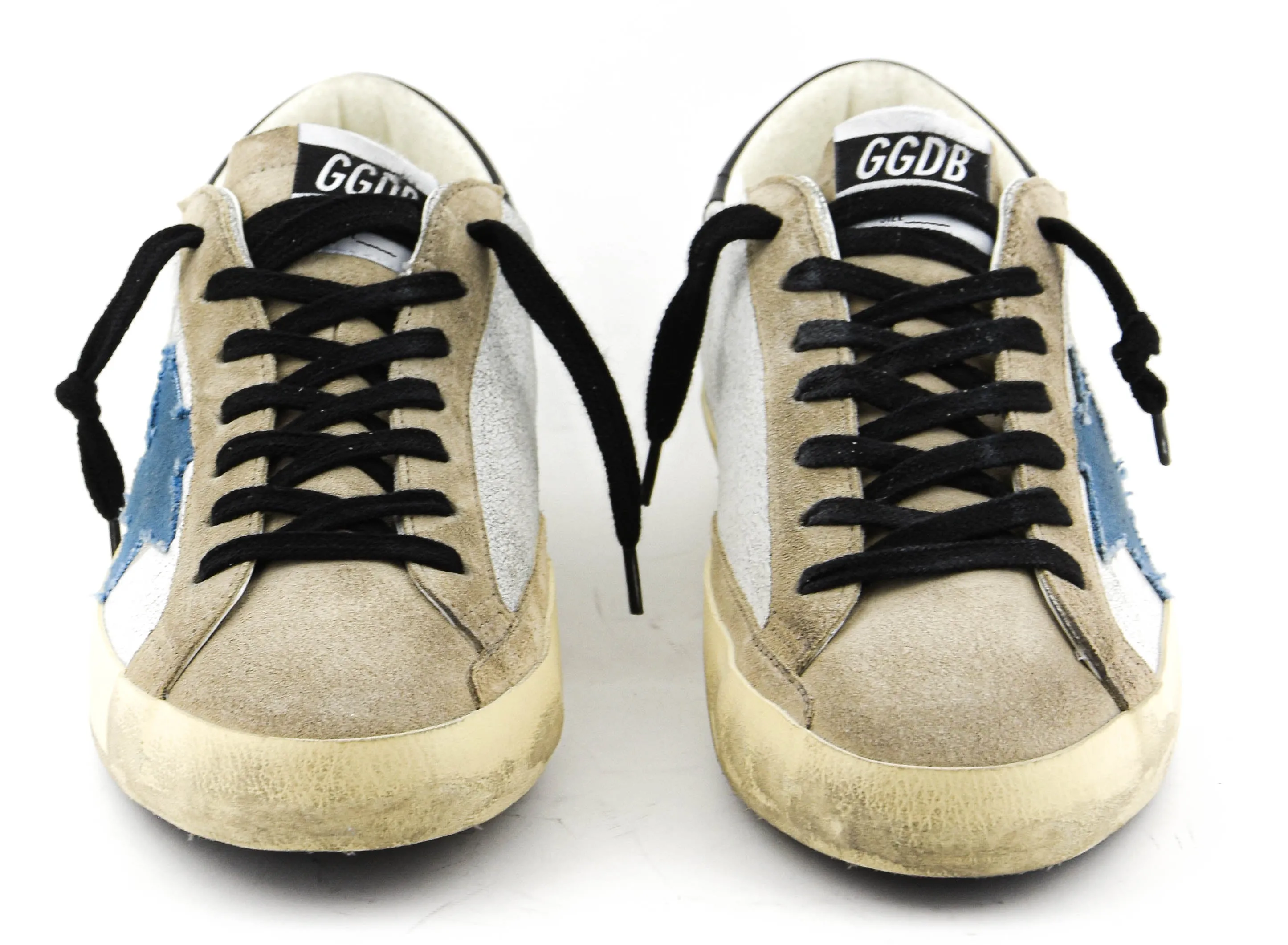 GOLDEN GOOSE SUPERSTAR WHITE BEIGE BLUE