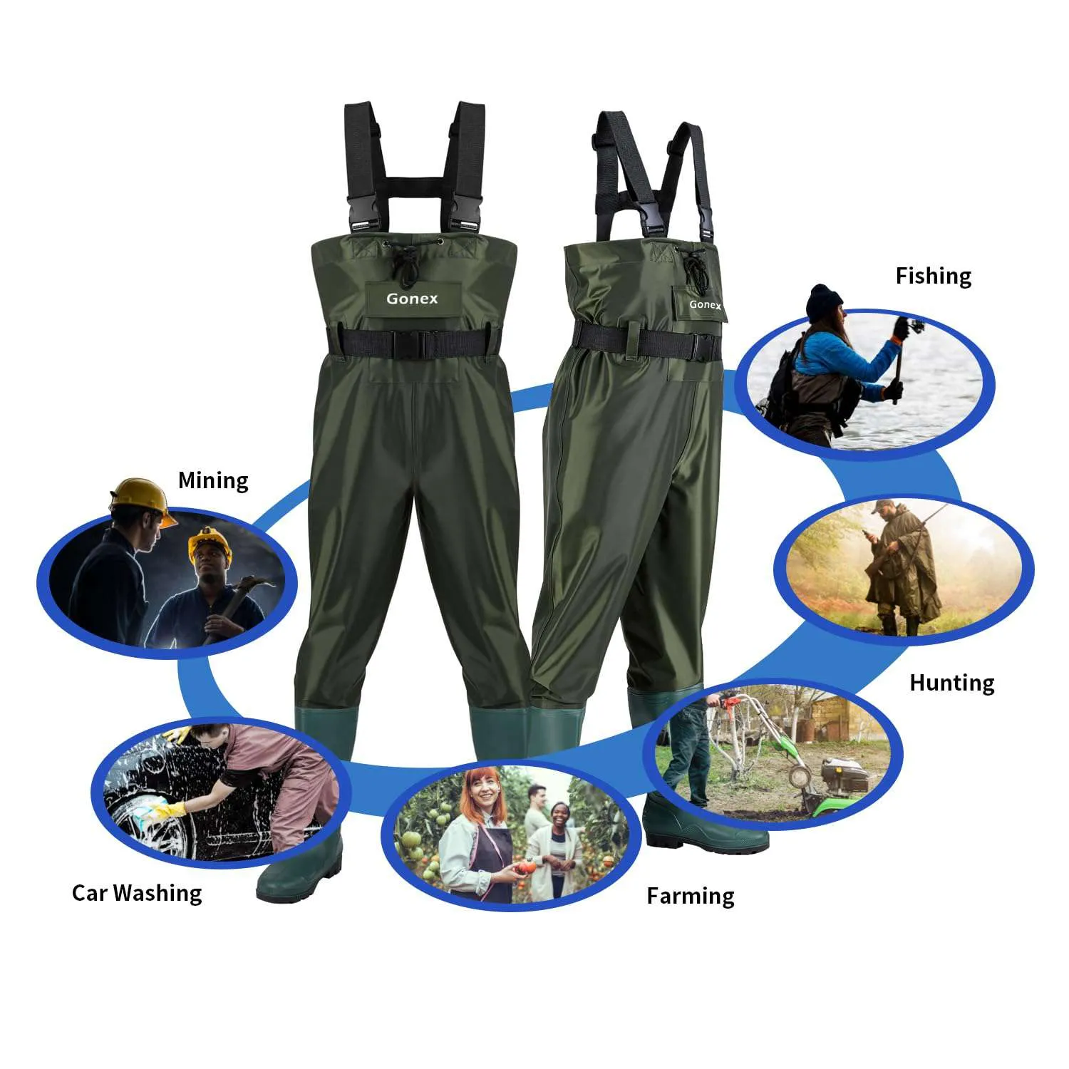 Gonex Chest Waders, Size 9-Size 14