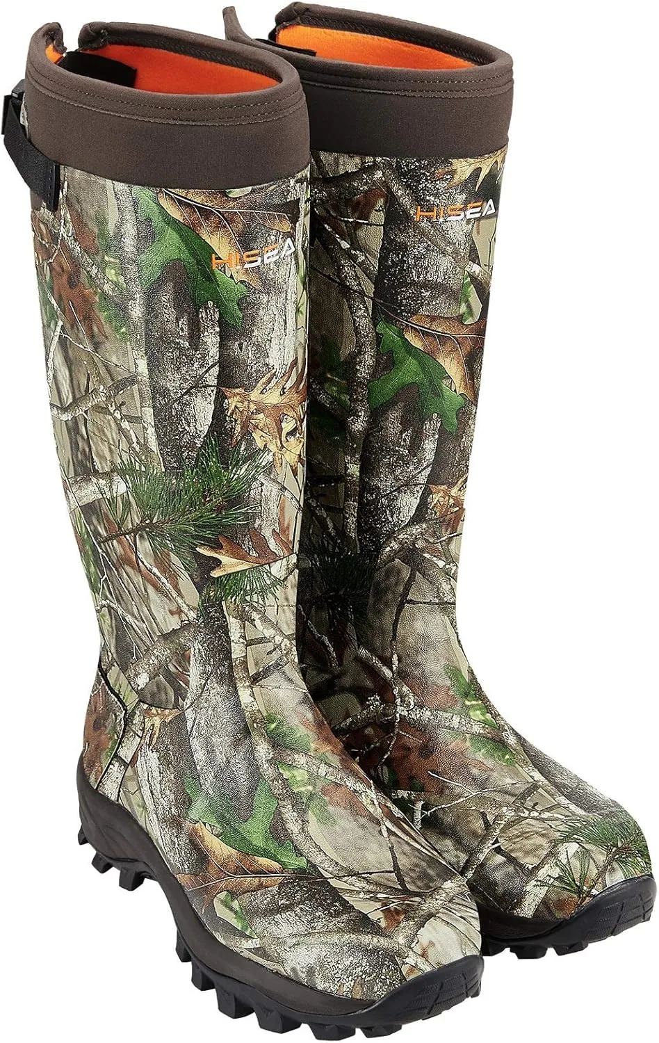 HISEA Rubber Hunting Boots, Tall Warm Neoprene Waterproof Insulated Basic Hunting Boots, Mens Adjustable Winter Boots Durable Slip Resistant Outdoor Hunting Fishing Working Boots for Men