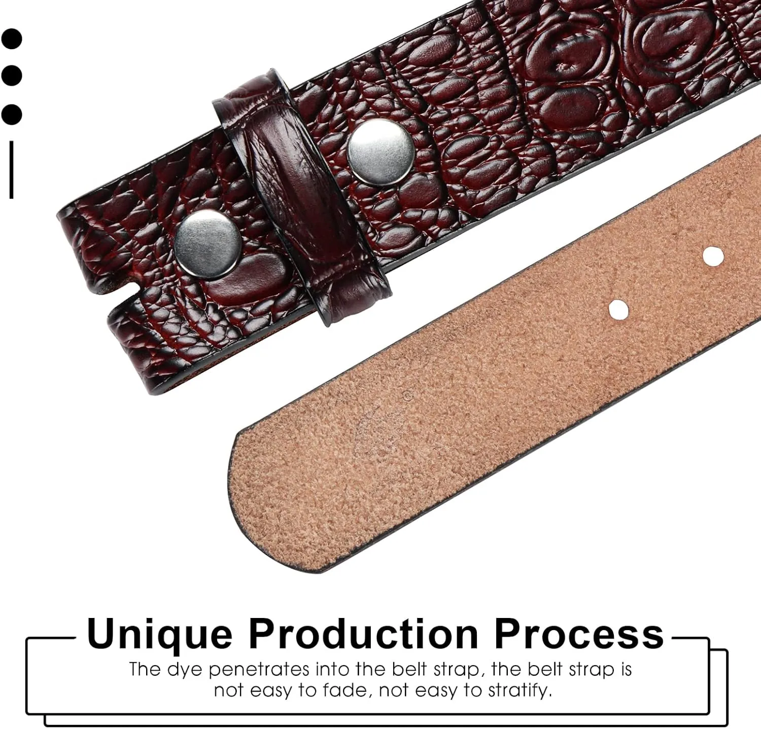 HJones Western Belts for Men without Buckle,Cowboy Belt Buckles for Men,1.5" Wide Genuine Leather Belt No Buckle