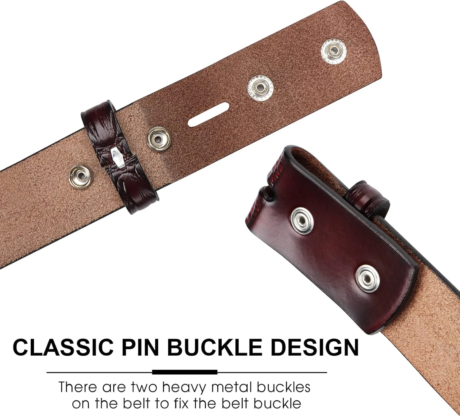 HJones Western Belts for Men without Buckle,Cowboy Belt Buckles for Men,1.5" Wide Genuine Leather Belt No Buckle