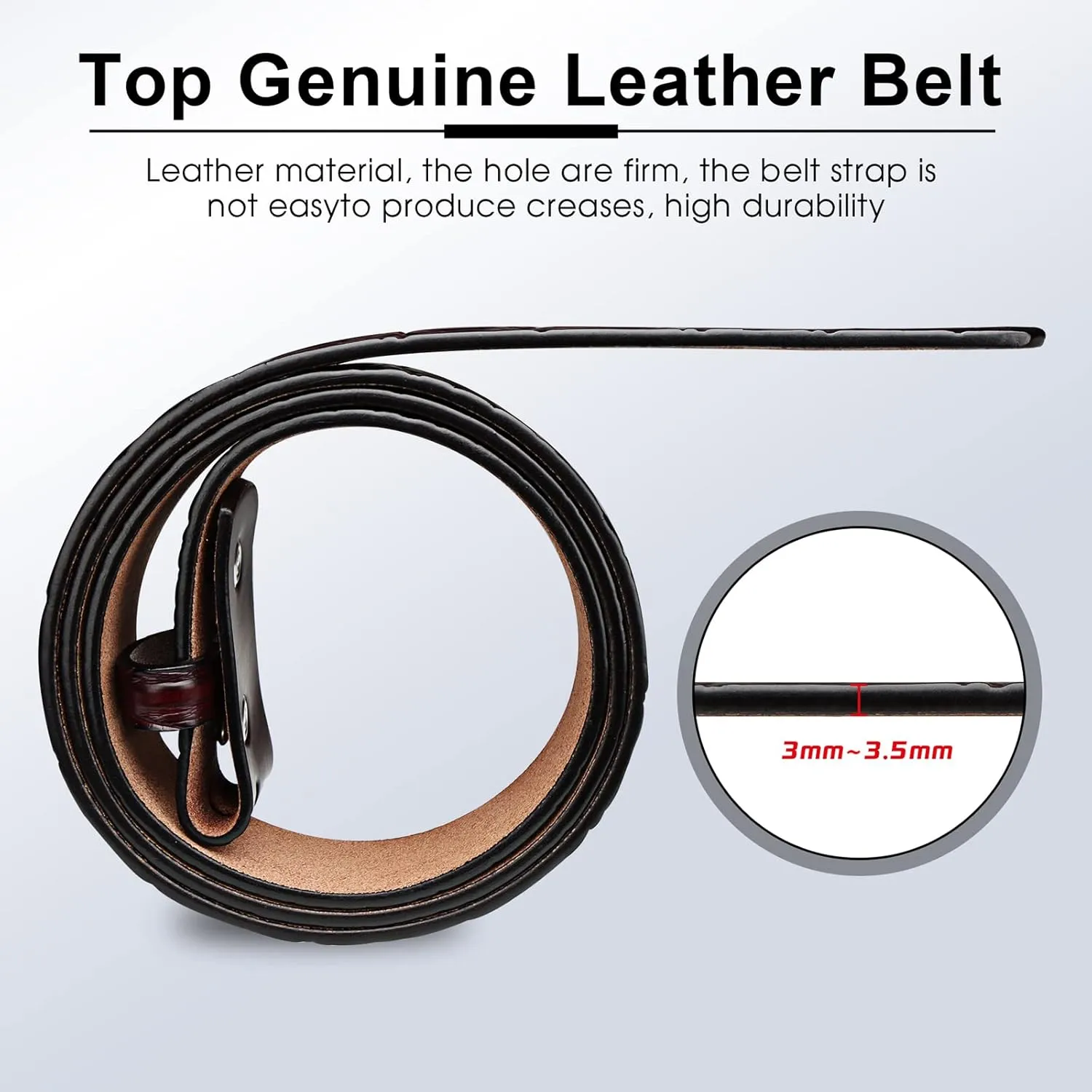 HJones Western Belts for Men without Buckle,Cowboy Belt Buckles for Men,1.5" Wide Genuine Leather Belt No Buckle