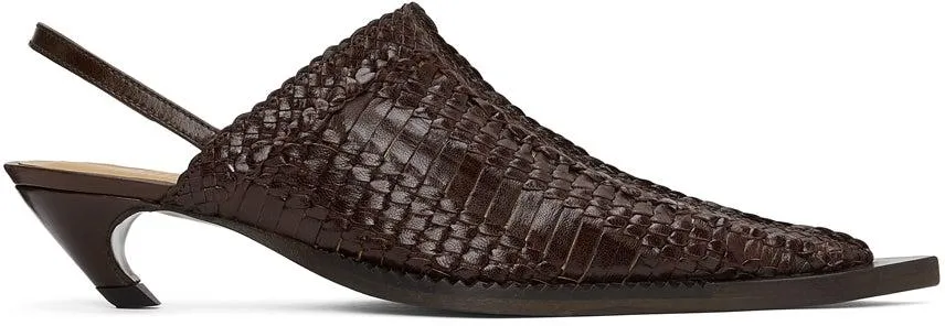 KNWLS Brown Woven Heeled Mules