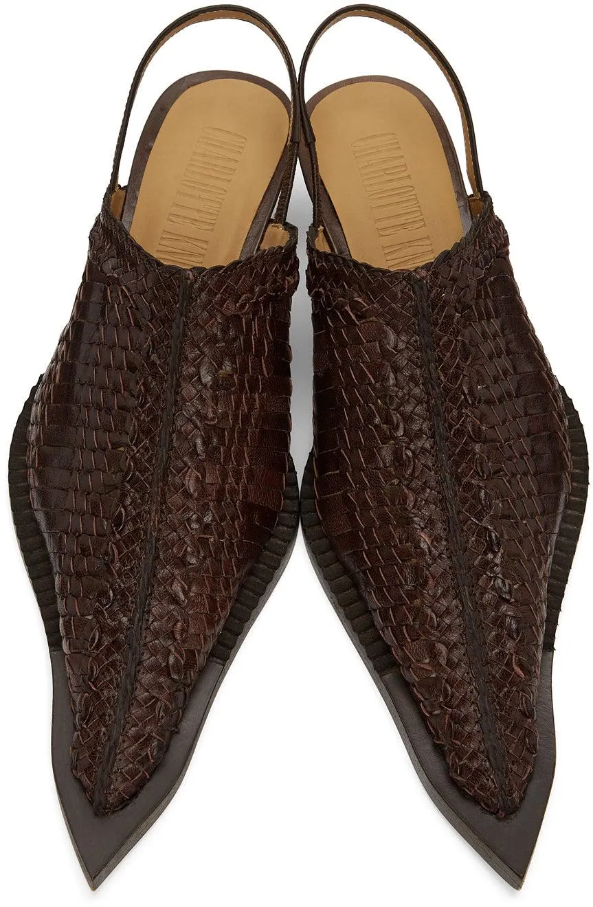 KNWLS Brown Woven Heeled Mules