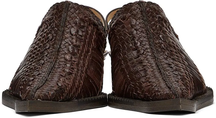 KNWLS Brown Woven Heeled Mules