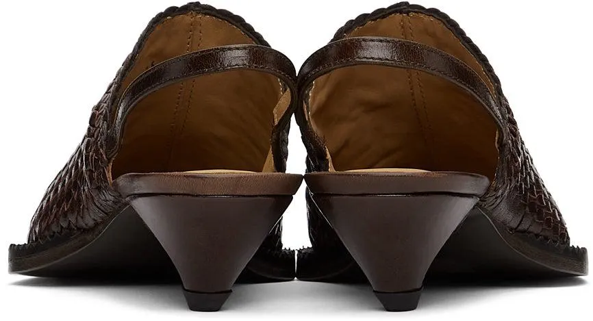 KNWLS Brown Woven Heeled Mules