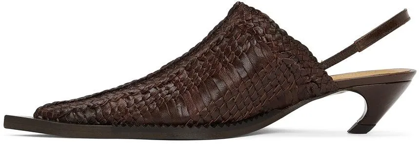 KNWLS Brown Woven Heeled Mules