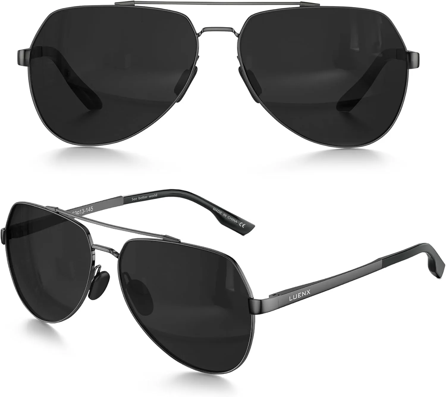 LUENX Aviator Sunglasses for Men Women Polarized New Shades Large Metal Frame - UV 400 Protection