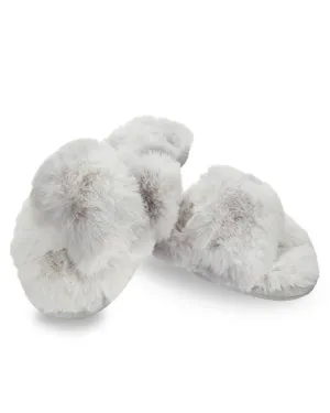 Me Moi Grey Criss Cross Josephine Plush Slippers