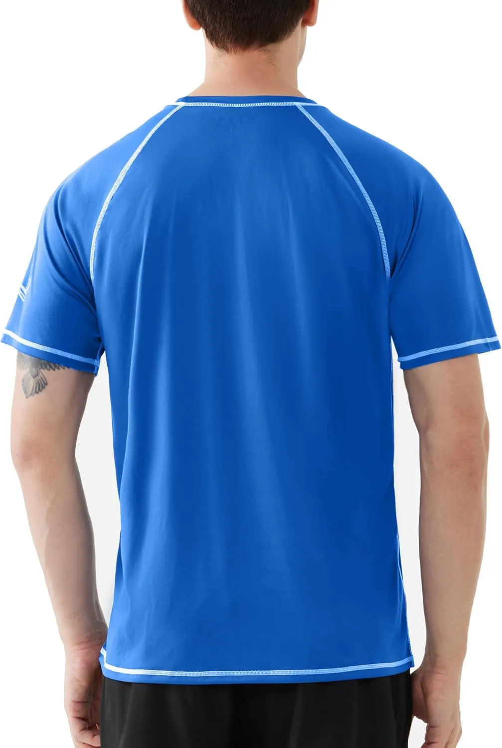 Roadbox Men's UPF 50  Swim Shirts, Short Sleeve UV Sun Protection Rash Guard T-Shirt, Quick Dry Water Surfing Beach Tees