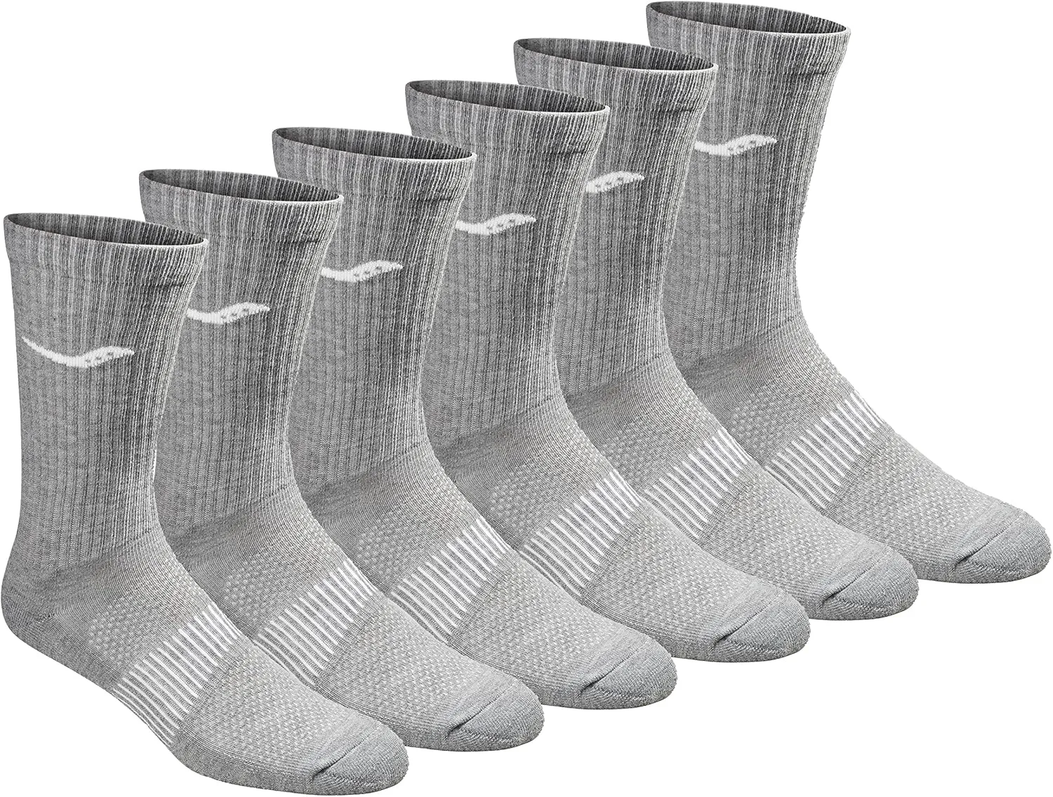 Saucony Men's RunDry Mesh Ventilating Comfort Fit Performance Crew Socks, Available in L-XL (3, 6, 12 Pairs)