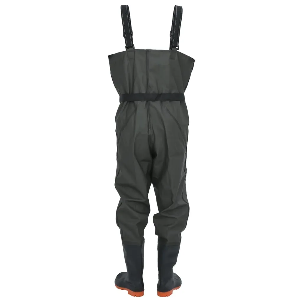 vidaXL Chest Waders with Boots and Belt Dark Green Size 41