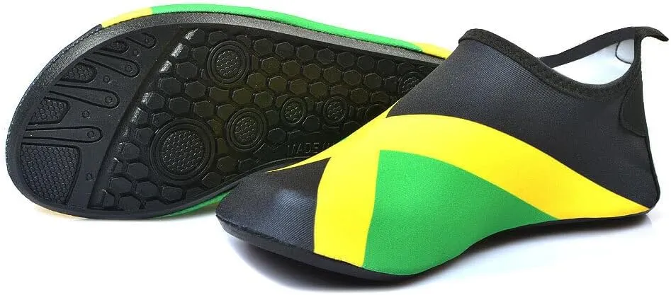 Water Shoes for Women and Men Quick-Dry Swim Beach Shoes for Outdoor Surfing Yoga Exercise Jamaica Flag Caribbean Reggae Rasta
