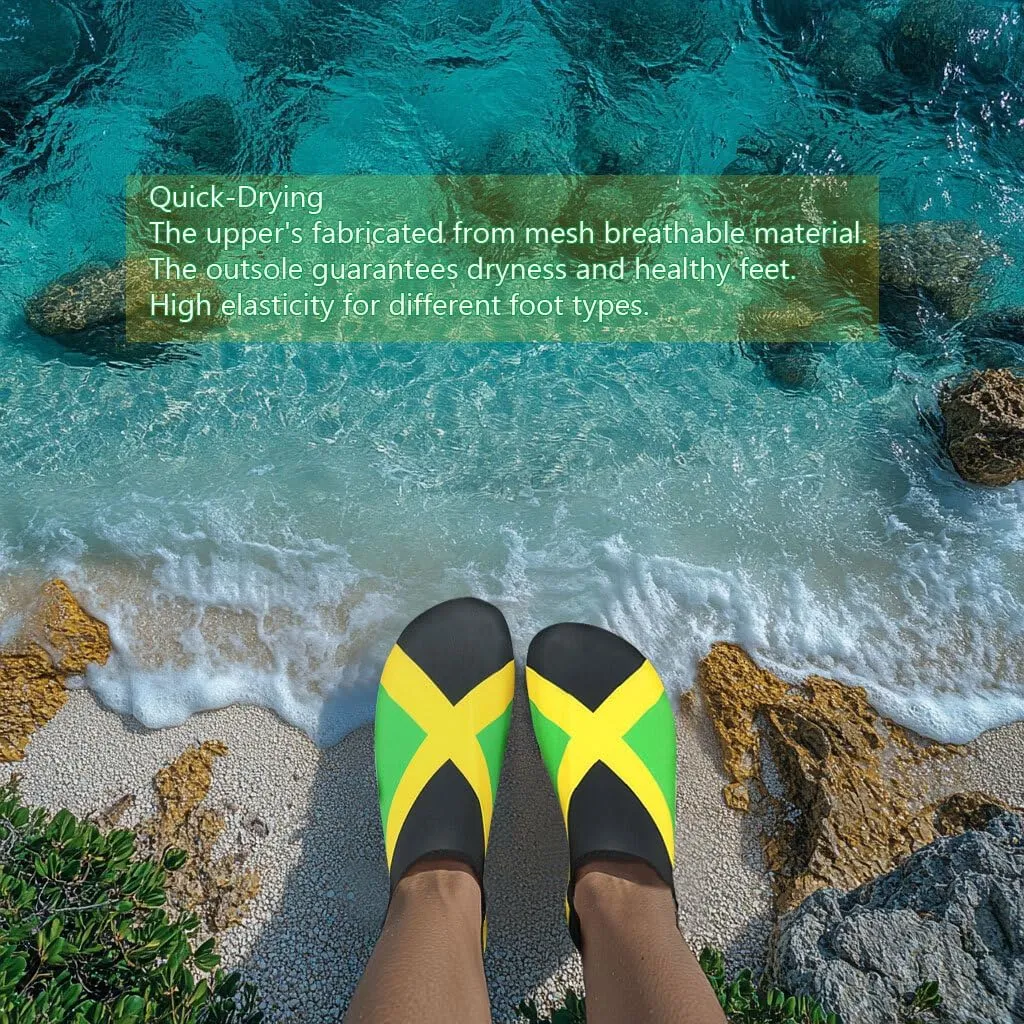 Water Shoes for Women and Men Quick-Dry Swim Beach Shoes for Outdoor Surfing Yoga Exercise Jamaica Flag Caribbean Reggae Rasta