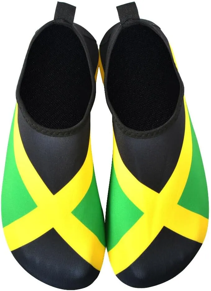 Water Shoes for Women and Men Quick-Dry Swim Beach Shoes for Outdoor Surfing Yoga Exercise Jamaica Flag Caribbean Reggae Rasta